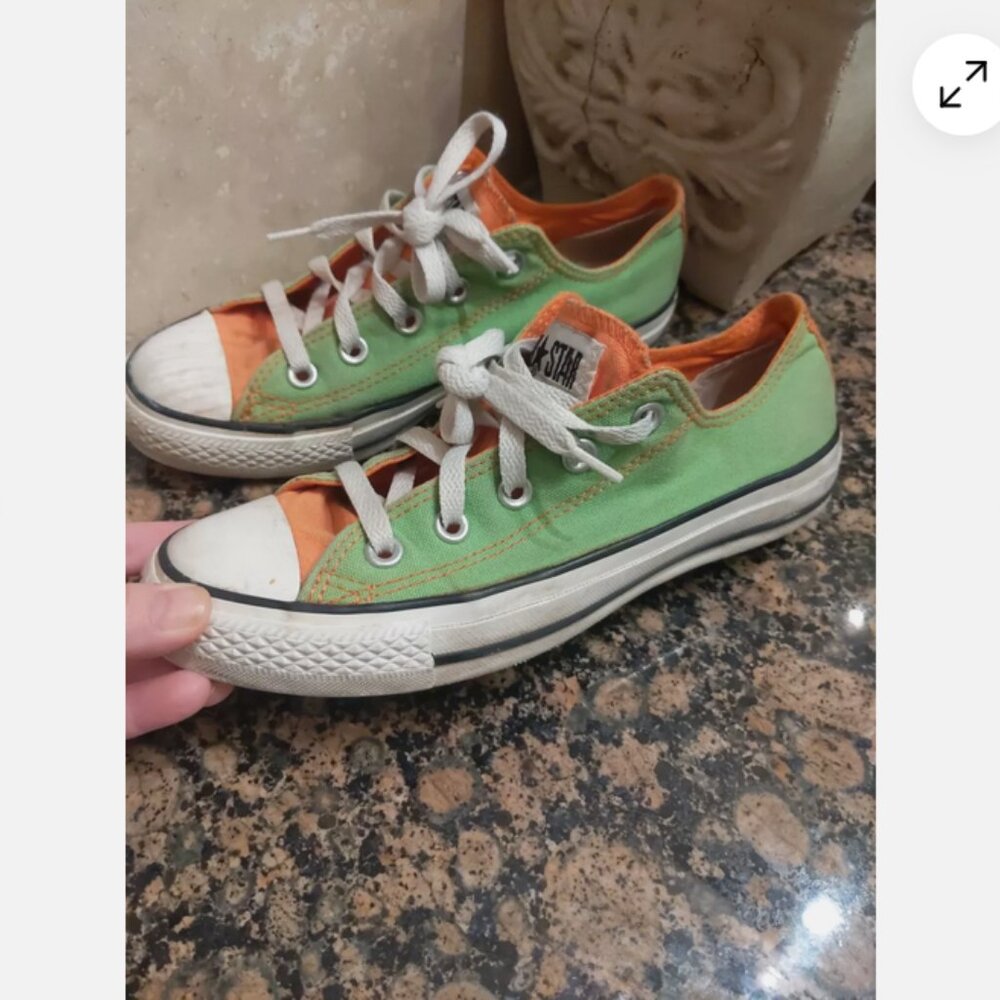 Converse All Star Low Top Sneakers Kelsey Lime Green / Orange Men 4, Women 6